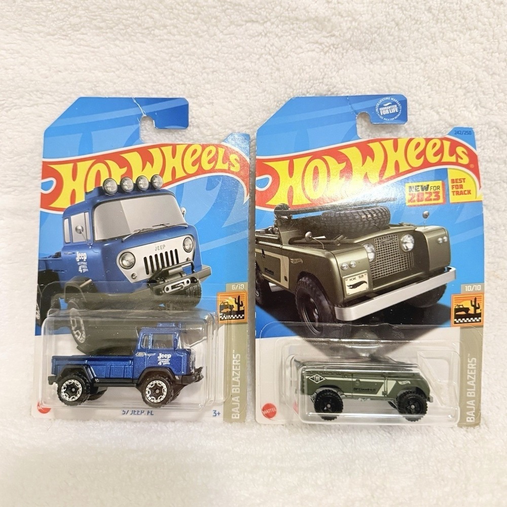 Hot Wheels Baja Blazers Lot Of 2 Cars '57 JEEP. FC & LAND ROVER SERIES I/